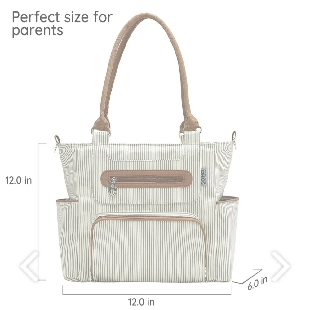 Elegant Striped Baby Bag - Cream and Brown NWOT